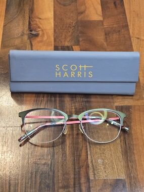 Scott Harris SH-568 Designer Eyeglasses – Burgundy Semi-Rimless Frames with Case